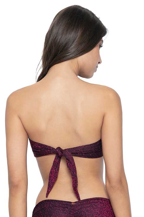 PQ Swim Garnet Garnet color block bandeau top
